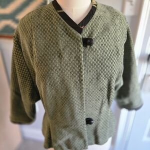 L. O'Neill Design Handcrafted Women's Size Medium Coat Jacket Silk Linen Art